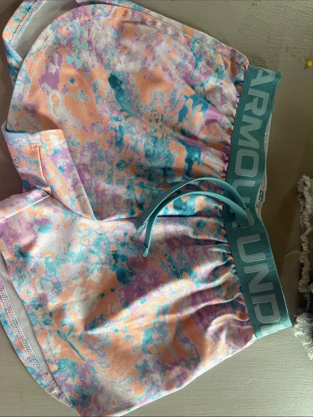 Under Armour Peach Teal Lavender Tie-Dye Athletic Shorts